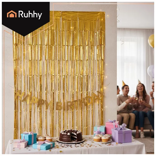 RUHHY arany fólia függöny dekoráció születésnapra és party háttérnek
