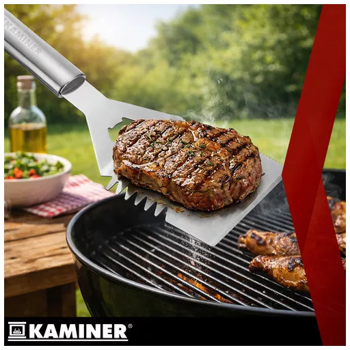 KAMINER 26 részes rozsdamentes acél grill szett hordozható alumínium táskában, steak készlettel