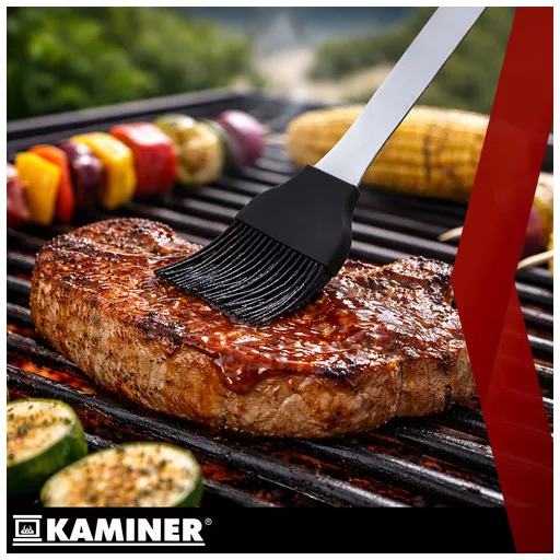 KAMINER 26 részes rozsdamentes acél grill szett hordozható alumínium táskában, steak készlettel