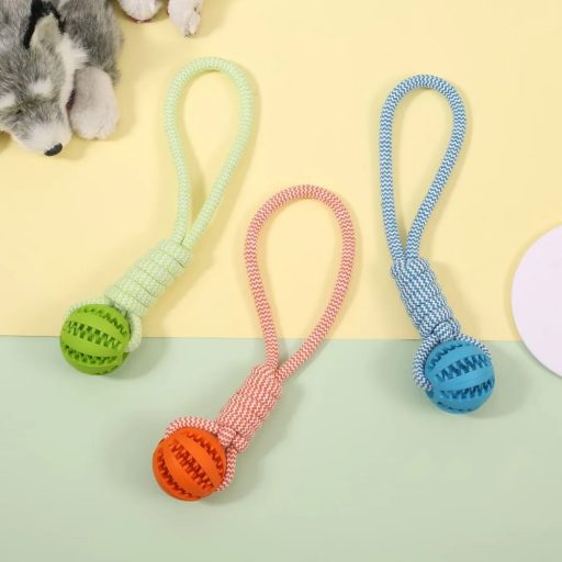 NUXIE gumis, köteles rágóka kutyajáték, 40 cm-es, pamutkötéllel