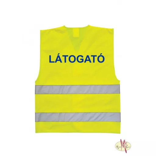 Visitor Látogató Vendég feliratú láthatósági mellény, sárga biztonsági mellény üzemlátogatáshoz, fényvisszaverő azonosító mellény