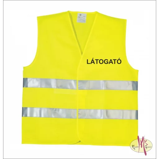 Visitor Látogató Vendég feliratú láthatósági mellény, sárga biztonsági mellény üzemlátogatáshoz, fényvisszaverő azonosító mellény