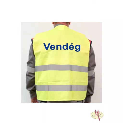 Visitor Látogató Vendég feliratú láthatósági mellény, sárga biztonsági mellény üzemlátogatáshoz, fényvisszaverő azonosító mellény