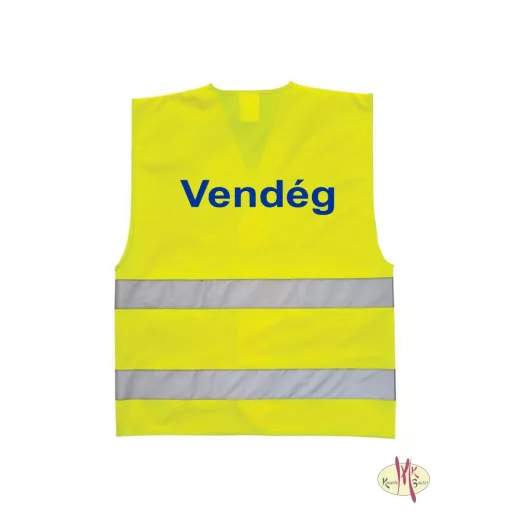 Visitor Látogató Vendég feliratú láthatósági mellény, sárga biztonsági mellény üzemlátogatáshoz, fényvisszaverő azonosító mellény