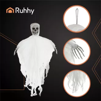 Fehér Akasztós Csontváz Dekoráció 70 cm - Halloween Kísértet Szellem Dísz