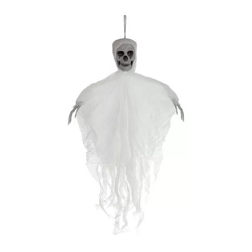 Fehér Akasztós Csontváz Dekoráció 70 cm - Halloween Kísértet Szellem Dísz