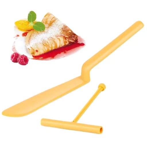 Palacsinta forgató lapát tésztakenő hengerrel a palacsinták és omlettek egyenletes eloszlatásához és forgatásához.