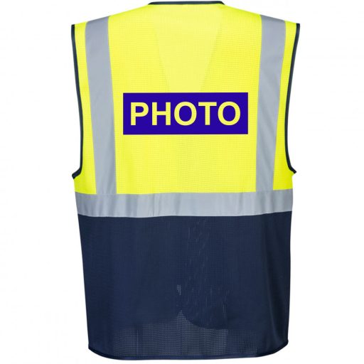 Vezetői Kéttónusú láthatósági mellény - Press, Photo, Sajtó, Fotó felirattal