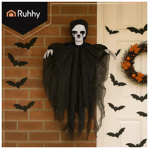 Ruhhy Fekete Akasztós Csontváz Dekoráció 70 cm - Halloween Zombi Szellem Dísz