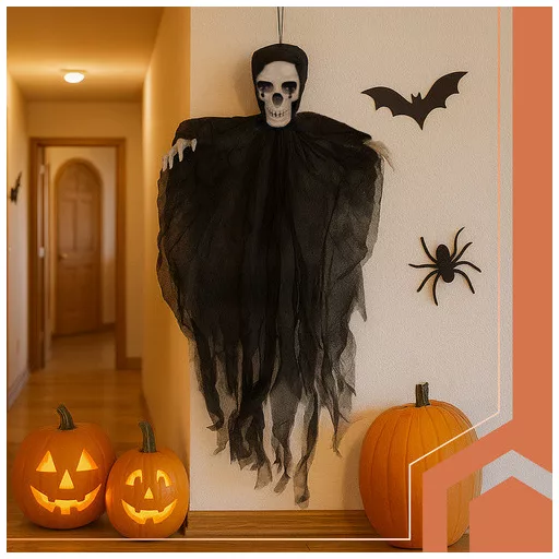 Ruhhy Fekete Akasztós Csontváz Dekoráció 70 cm - Halloween Zombi Szellem Dísz