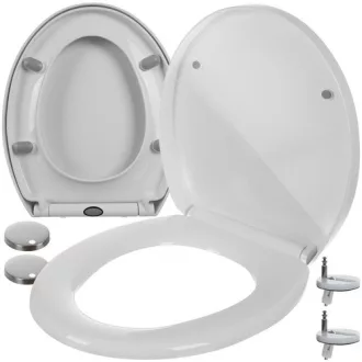 Ruhhy lassú lecsapódású (soft close) WC-ülőke, fehér színű, antibakteriális anyagból, univerzális méretben, modern fürdőszobákba