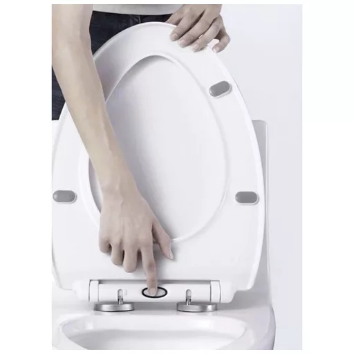 Ruhhy lassú lecsapódású (soft close) WC-ülőke, fehér színű, antibakteriális anyagból, univerzális méretben, modern fürdőszobákba