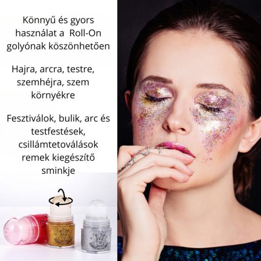 Roll-On glitter gel ezüst