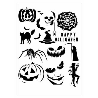 Festő sablon, stencil - Halloween minták A4