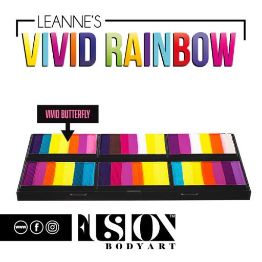 Fusion csíkos arcfesték paletta – Leanne's VIVID RAINBOW szirompaletta