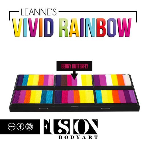 Fusion csíkos arcfesték paletta – Leanne's VIVID RAINBOW szirompaletta