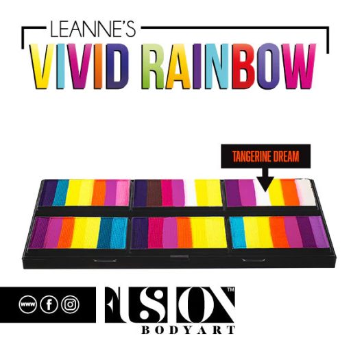 Fusion csíkos arcfesték paletta – Leanne's VIVID RAINBOW szirompaletta