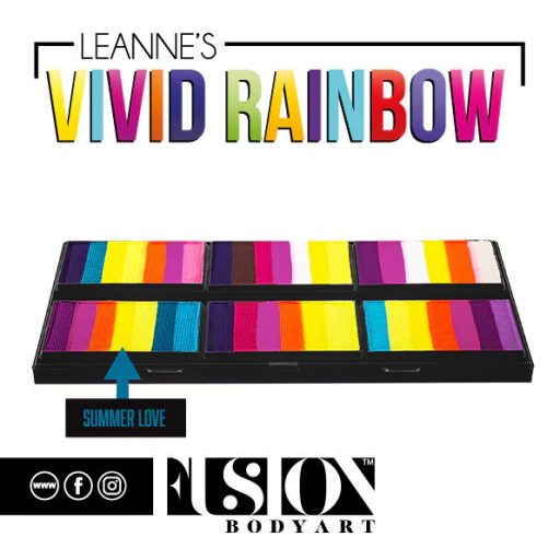 Fusion csíkos arcfesték paletta – Leanne's VIVID RAINBOW szirompaletta