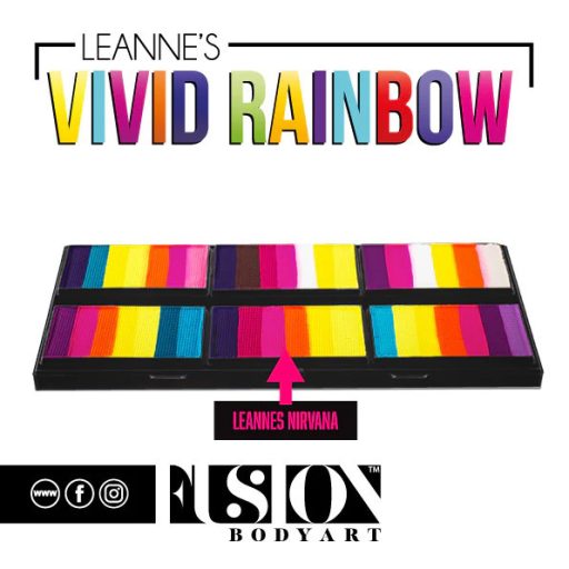 Fusion csíkos arcfesték paletta – Leanne's VIVID RAINBOW szirompaletta