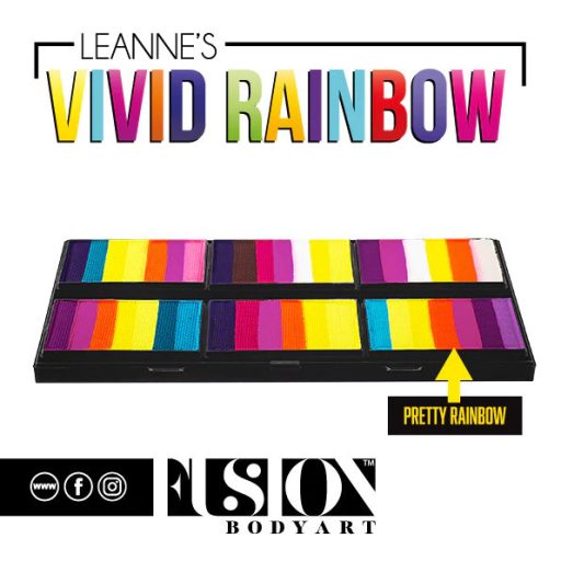 Fusion csíkos arcfesték paletta – Leanne's VIVID RAINBOW szirompaletta