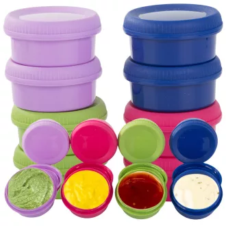Szósz tároló doboz szett, dip tartó, 80ml, 8 darabos, légmentesen záródó fedél, uzsonnás doboz kiegészítő, piknik,