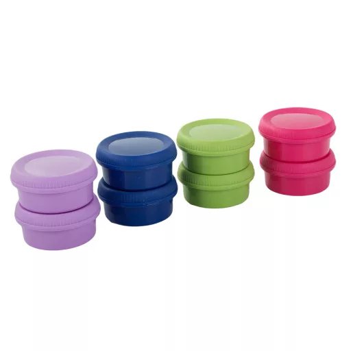 Szósz tároló doboz szett, dip tartó, 80ml, 8 darabos, légmentesen záródó fedél, uzsonnás doboz kiegészítő, piknik,
