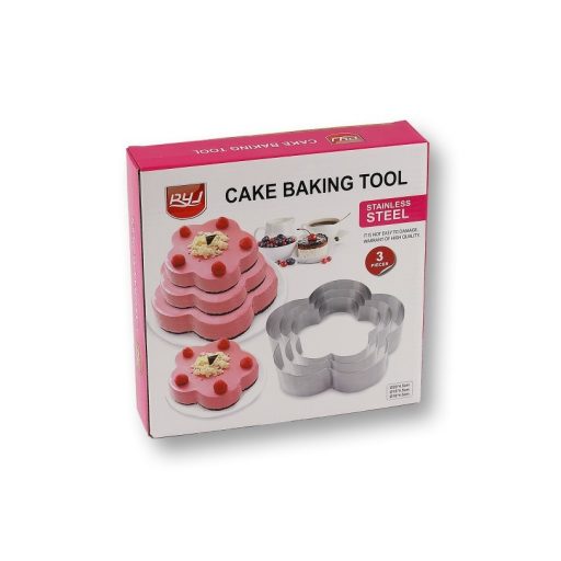 Virág tortaforma szett 3 db-os