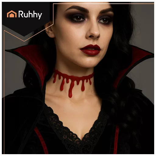  Véres Choker Nyaklánc Halloween Jelmezhez - Elvágott Torok Imitáció