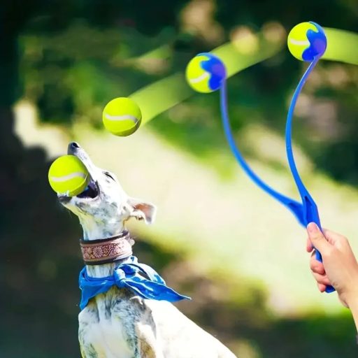 NUXIE labda eldobó kutyajáték, 48 cm-es műanyag kilövő kar, labdával