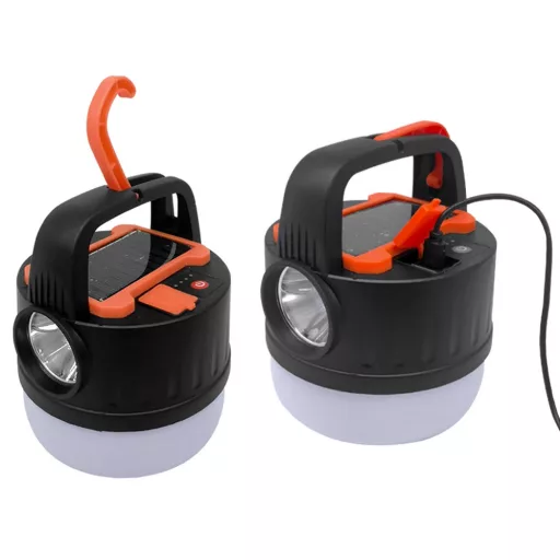 Kempinglámpa, akkumulátoros LED lámpa, USB tölthető, napelemes töltés, turista lámpa, kampós, többfunkciós, áramszünet esetére