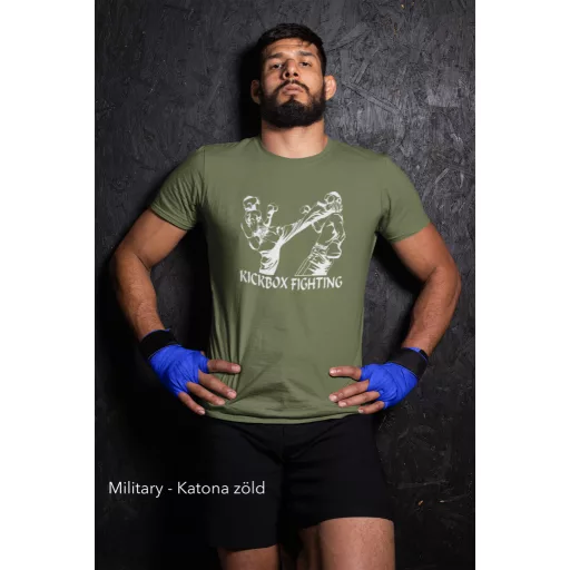 Kickbox Fighting kereknyakú pamut póló kick box mintával uniszex