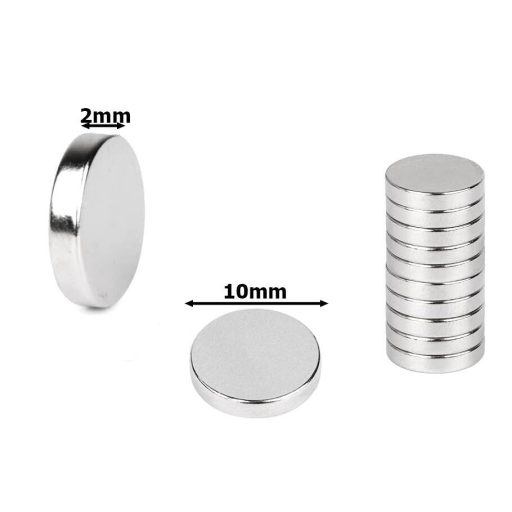 Erős neodímium mágnes 10mm x 2mm, 10db/cs