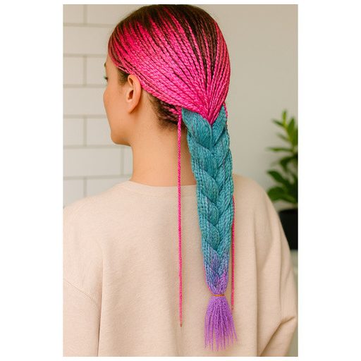 Szintetikus haj színes afro-ombre fonathoz - Pink/Kék/lila