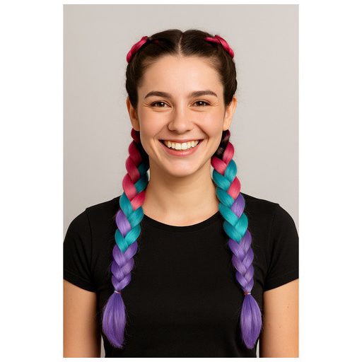Szintetikus haj színes afro-ombre fonathoz - Pink/Kék/lila