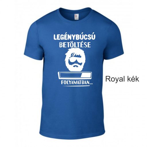 Póló fehér felirattal: 'Legénybúcsú betöltése folyamatban...', vicces legénybúcsú ruházat