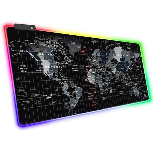 RGB Gamer Egérpad LED XXXL – Térkép Designnal