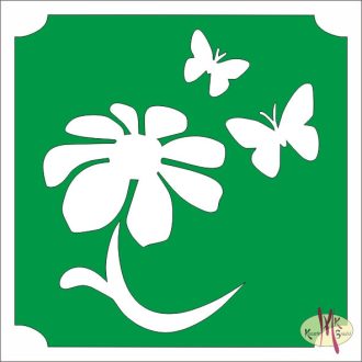   Mk Body Deco csillámtetoválás sablon 5x5 cm-es  - Virág lepkékkel 463