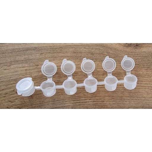 Kupakos tégely, tároló 6x3ml