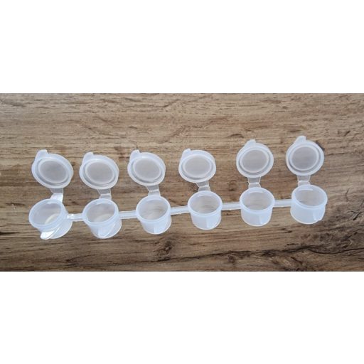 Kupakos tégely, tároló 6x3ml