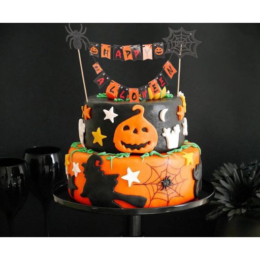 Halloween parti süti, torta girland dekoráció
