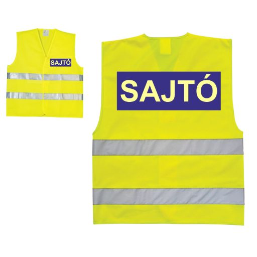 LÁTHATÓSÁGI BIZTONSÁGI MELLÉNY - PRESS, SAJTÓ felirattal