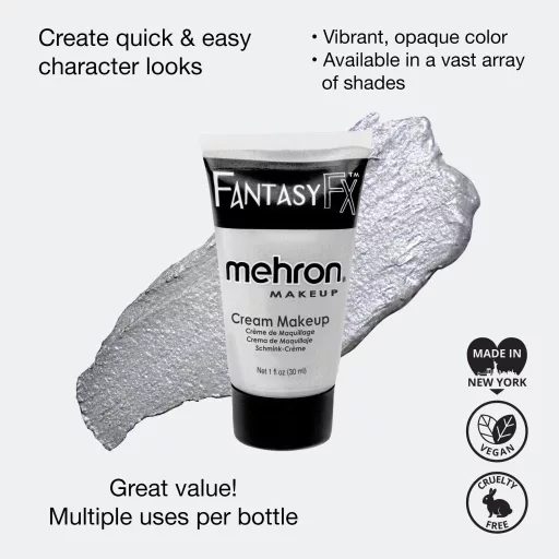 Mehron Fantasy FX Silver (30ml) – Ezüst metálfényű krémfesték, vízbázisú robot smink alap