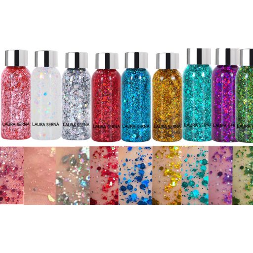 Laura Serna Chunky face and Body glitter gel - Fehér holografikus