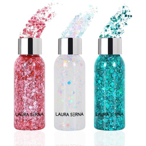 Laura Serna Chunky face and Body glitter gel - Fehér holografikus