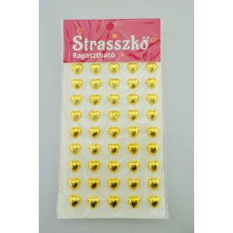   Strasszkő öntapadós 1cm  84 db-os - szív forma több színben
