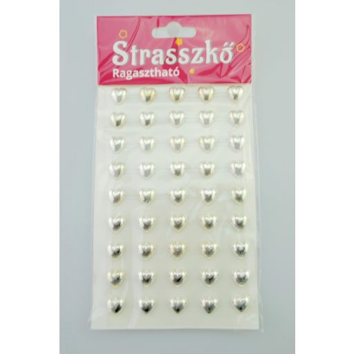 Strasszkő öntapadós 1cm  84 db-os - szív forma több színben