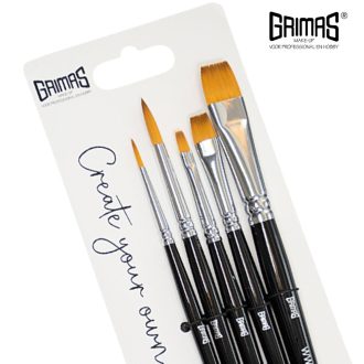 Grimas Profi ecset készlet - kerek/lapos 5 darabos