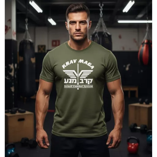 Krav Maga System uniszex pamut póló sportos mintával-