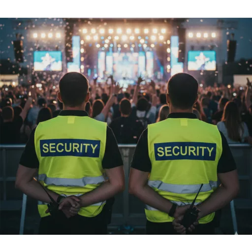 áthatósági mellény SECURITY felirattal, sárga biztonsági mellény vagyonőröknek, fényvisszaverő rendezvénybiztosító mellény.