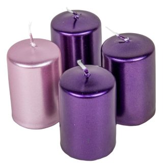 ADVENTI GYERTYA METÁL LILA-RÓZSASZÍN 40*60MM 4DB/CS